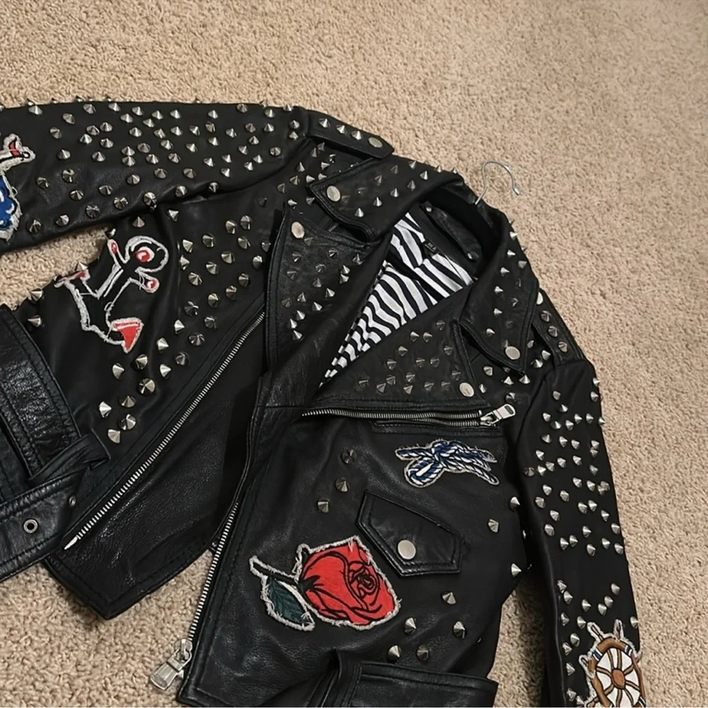Embroidered Studded Moto Jacket – Statement Piece - Picture 11 of 11